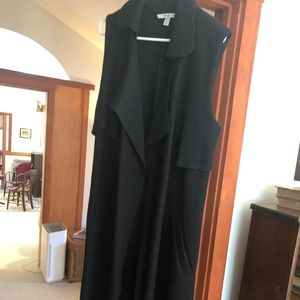 Zara Trafaluc Black Long Sleeveless Vest/Trench